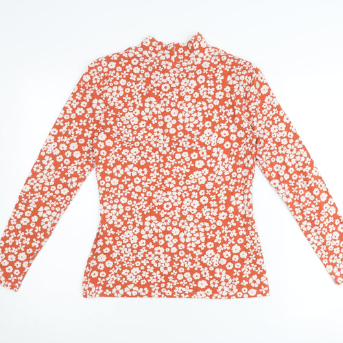 Marks and Spencer Women’s Red Floral Mock Neck Long Sleeve Top Size 10