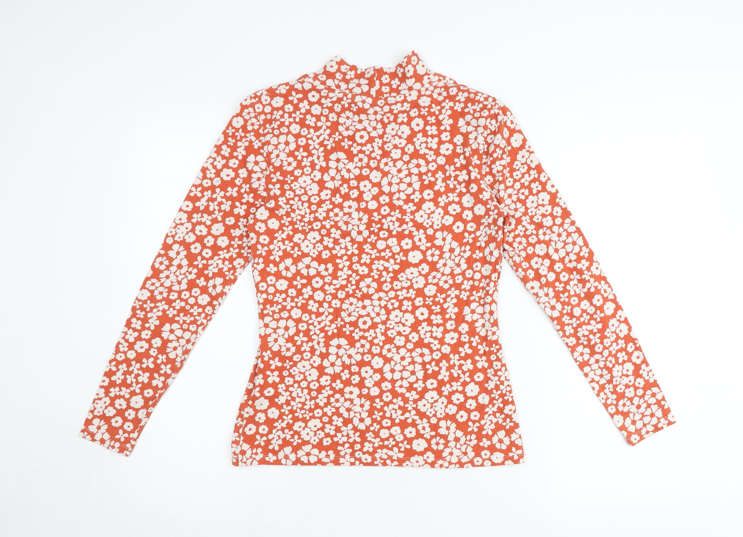 Marks and Spencer Women’s Red Floral Mock Neck Long Sleeve Top Size 10