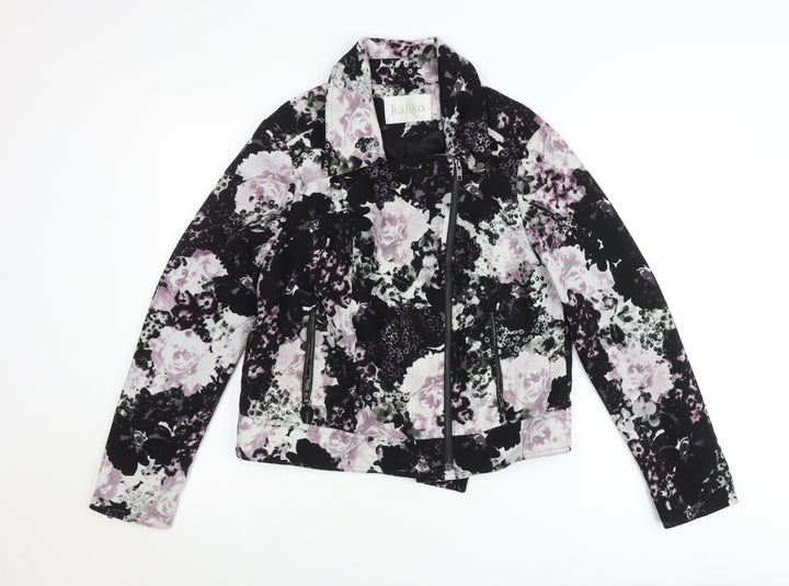 Kaliko Womens Multicoloured Floral Biker Jacket Size 14