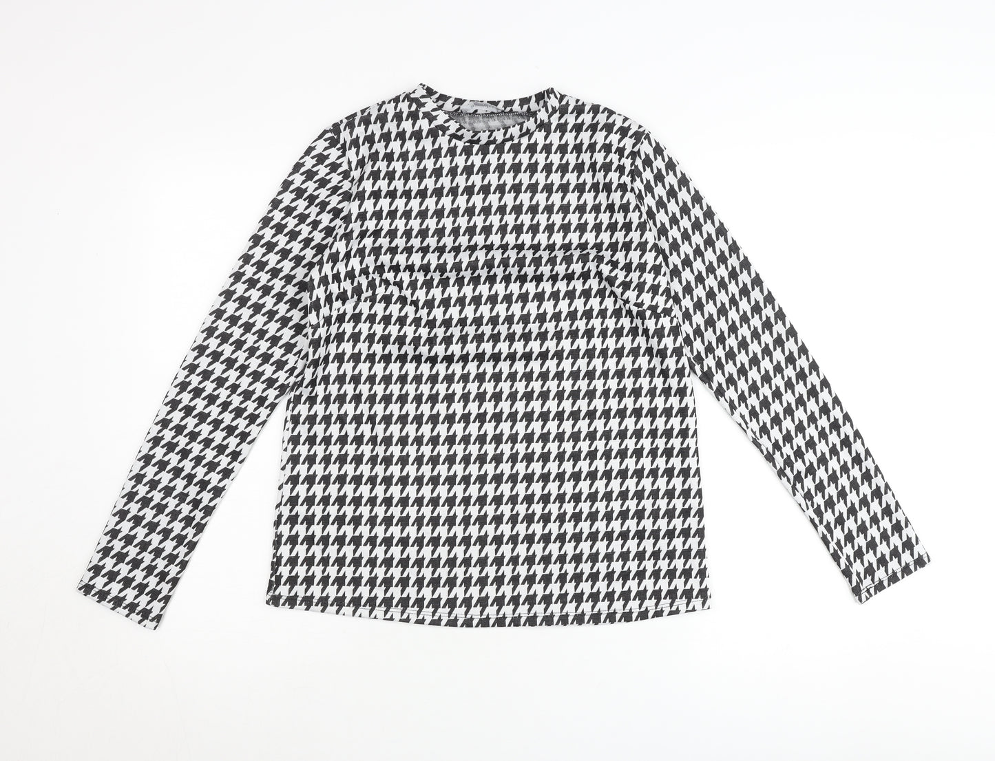 Principles Women’s Black White Houndstooth Long Sleeve Jersey Top Size 10