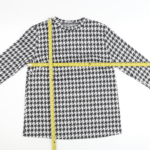Principles Women’s Black White Houndstooth Long Sleeve Jersey Top Size 10