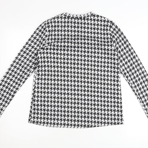 Principles Women’s Black White Houndstooth Long Sleeve Jersey Top Size 10