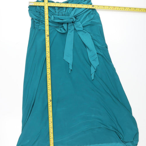 New Look Women’s Blue Slip Dress 12 Ruched Bow Detail Summer Holiday