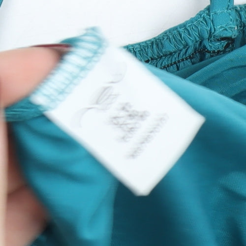 New Look Women’s Blue Slip Dress 12 Ruched Bow Detail Summer Holiday