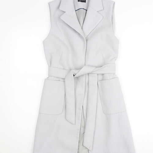 Topshop Women’s Grey Sleeveless Belted Waistcoat UK 6
