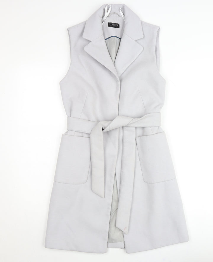 Topshop Women’s Grey Sleeveless Belted Waistcoat UK 6