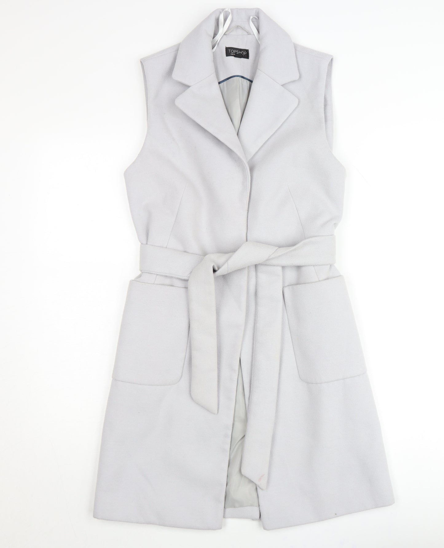 Topshop Women’s Grey Sleeveless Belted Waistcoat UK 6