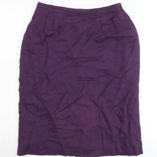 Penny Plain Women’s Purple Linen Pencil Skirt Size 14