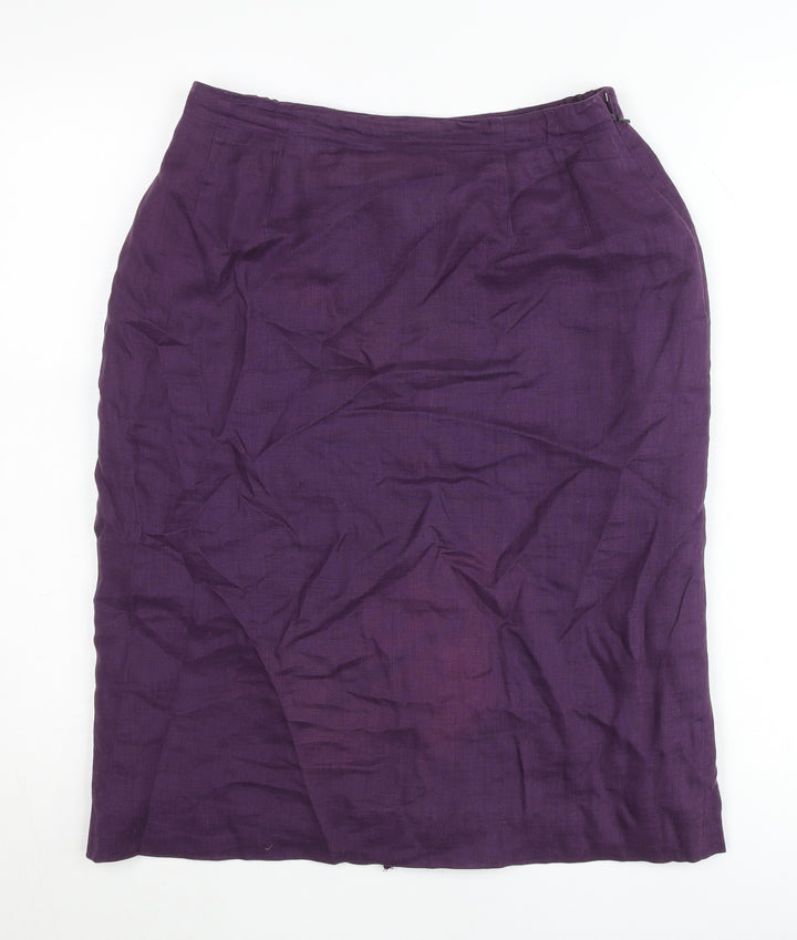 Penny Plain Women’s Purple Linen Pencil Skirt Size 14
