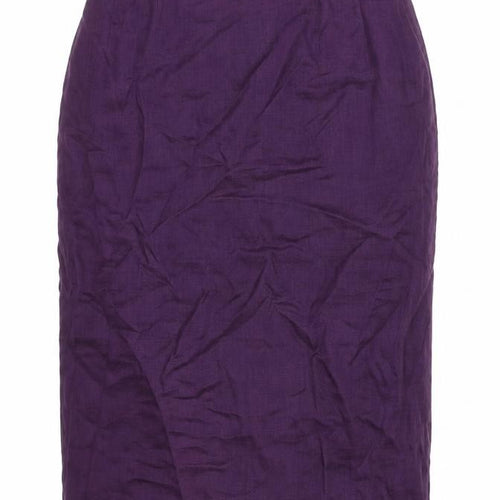 Penny Plain Women’s Purple Linen Pencil Skirt Size 14