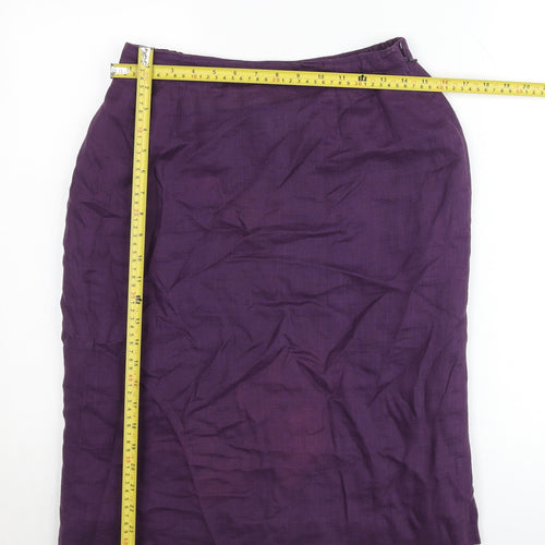 Penny Plain Women’s Purple Linen Pencil Skirt Size 14