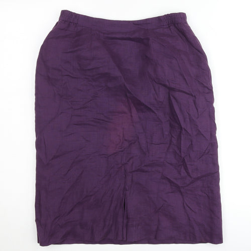 Penny Plain Women’s Purple Linen Pencil Skirt Size 14