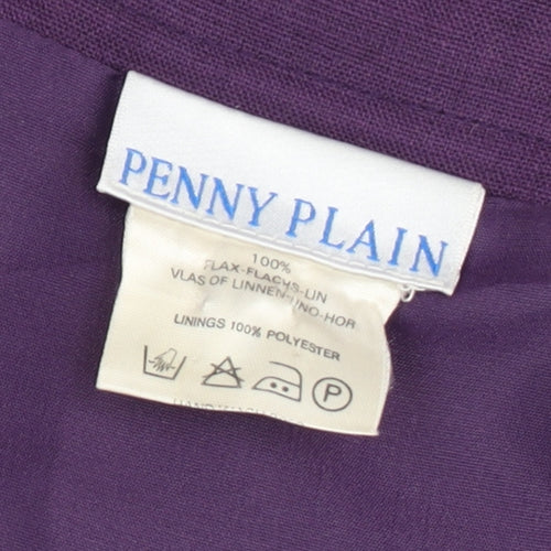Penny Plain Women’s Purple Linen Pencil Skirt Size 14