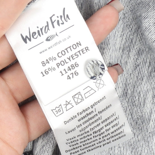 Weird Fish Women's Grey Floral Shift Dress Size 12 Long Sleeve