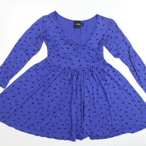 ASOS Petite Women’s Blue Bird Print Skater Dress Size 10