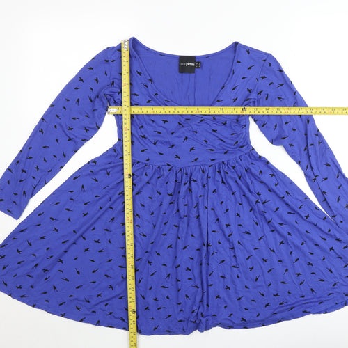 ASOS Petite Women’s Blue Bird Print Skater Dress Size 10