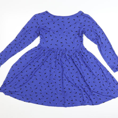 ASOS Petite Women’s Blue Bird Print Skater Dress Size 10