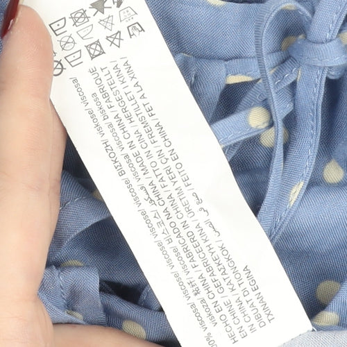 Pull & Bear Women Blue Polka Dot Wrap Skirt XS Viscose