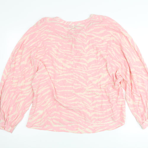 F&F Women’s Pink Animal Print Viscose Tunic Blouse UK 16