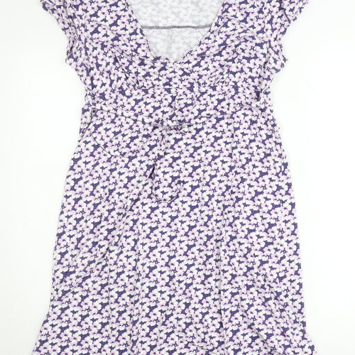 Mandalay Women’s Purple Floral Wrap Dress Size 14 Cotton Blend