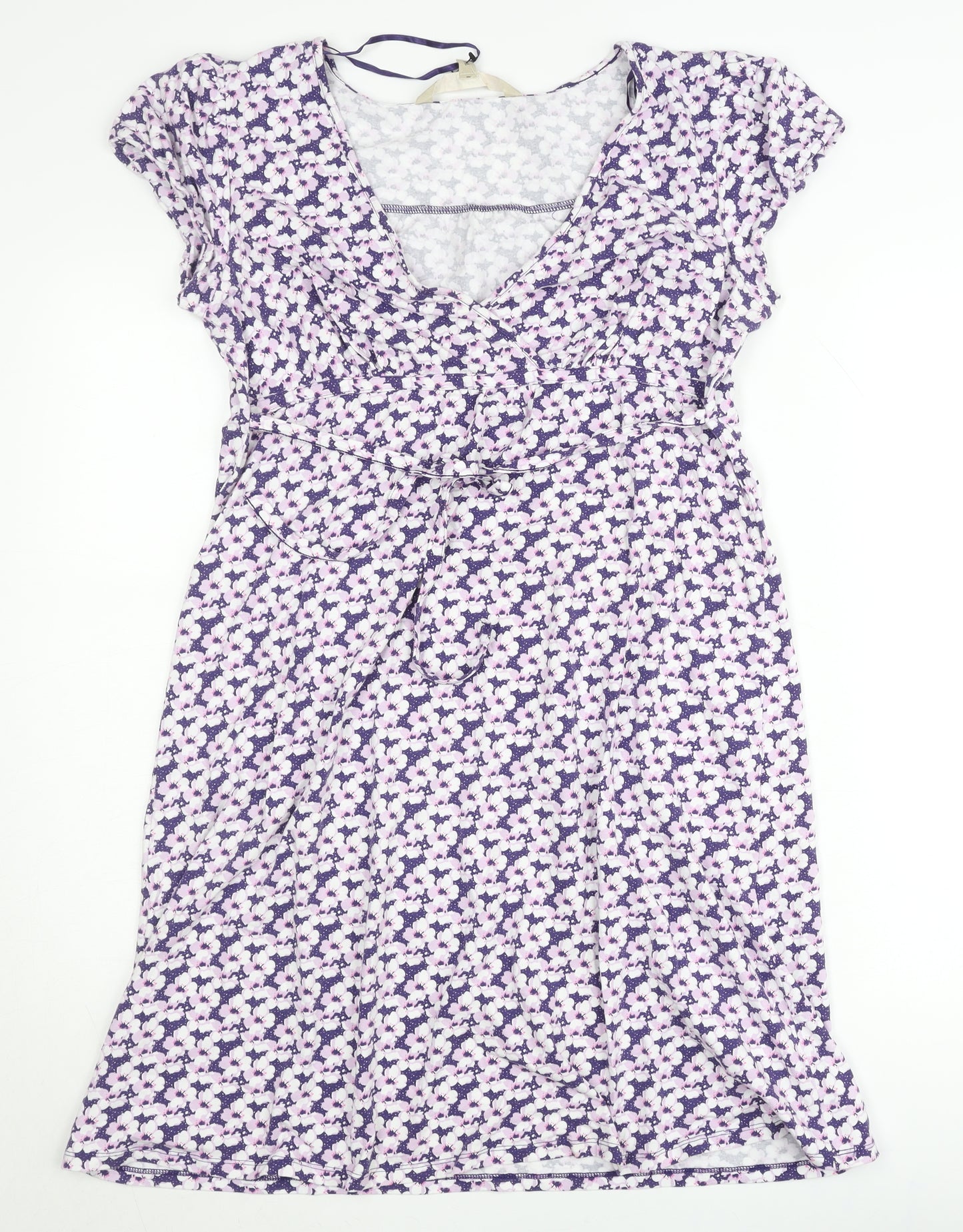 Mandalay Women’s Purple Floral Wrap Dress Size 14 Cotton Blend