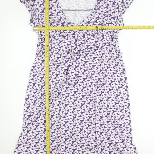Mandalay Women’s Purple Floral Wrap Dress Size 14 Cotton Blend