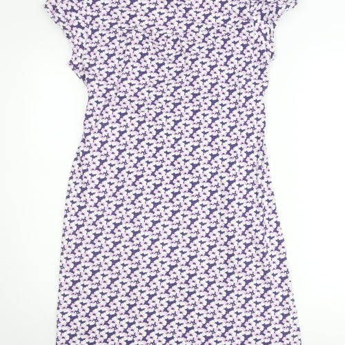 Mandalay Women’s Purple Floral Wrap Dress Size 14 Cotton Blend