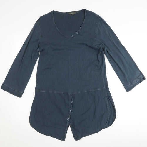 Sandwich Women’s Blue Cotton Tunic Blouse XL 3/4 Sleeve Scoop Neck