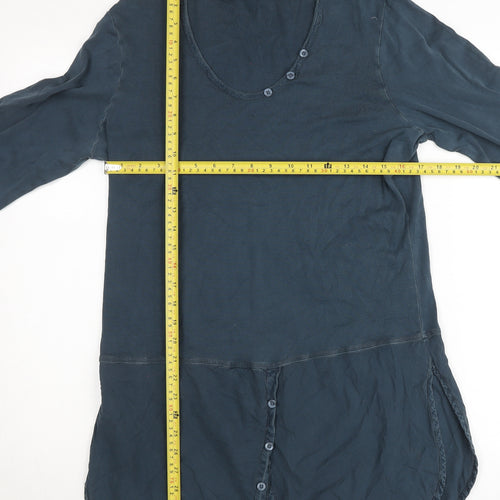 Sandwich Women’s Blue Cotton Tunic Blouse XL 3/4 Sleeve Scoop Neck