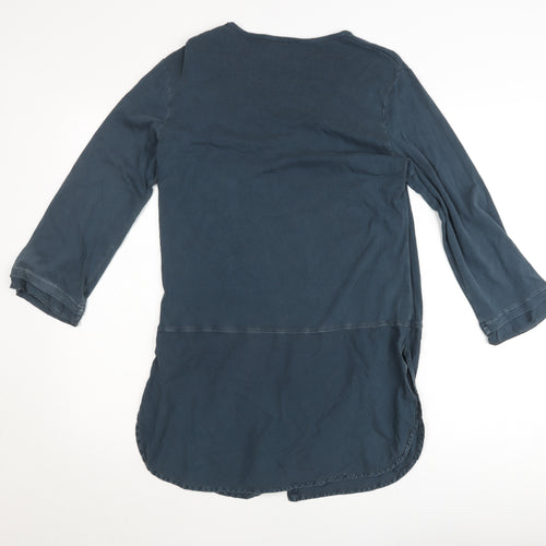 Sandwich Women’s Blue Cotton Tunic Blouse XL 3/4 Sleeve Scoop Neck