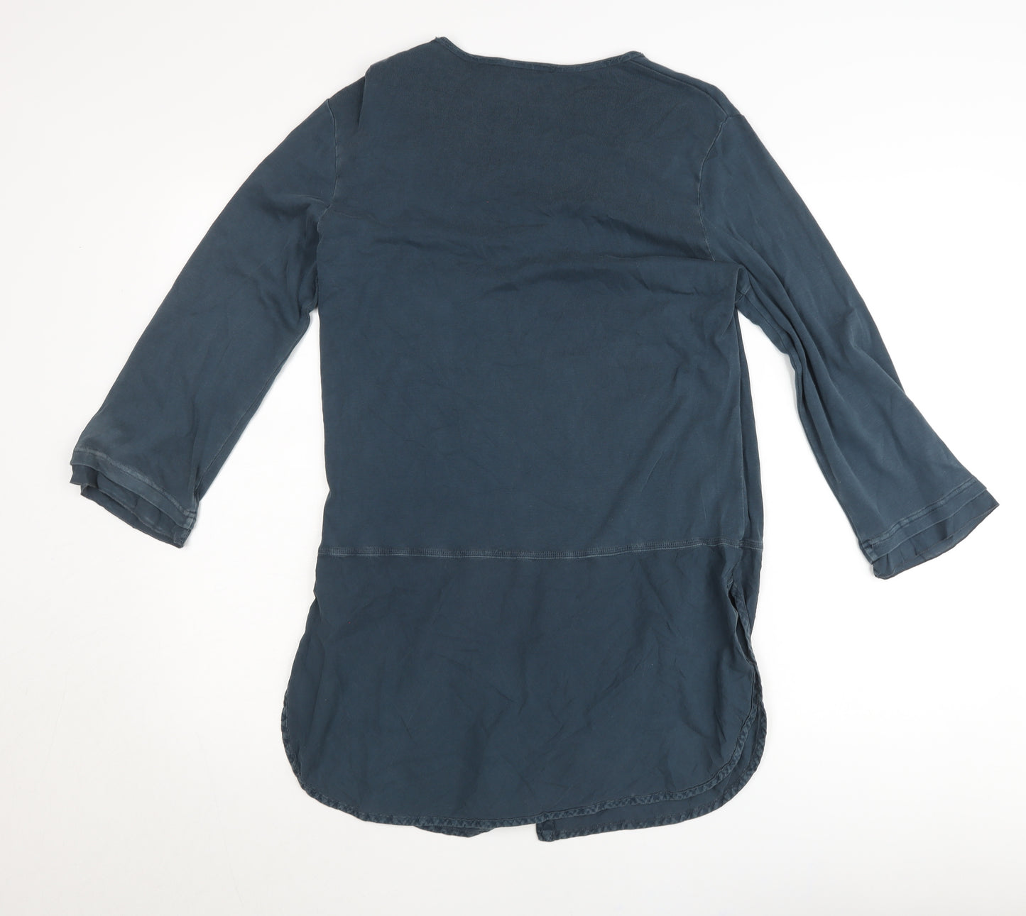 Sandwich Women’s Blue Cotton Tunic Blouse XL 3/4 Sleeve Scoop Neck