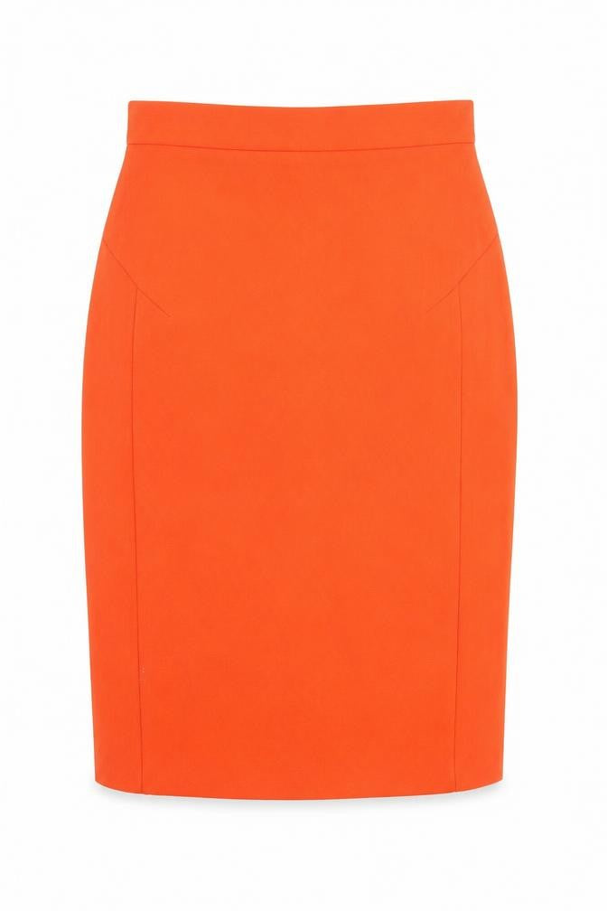 Topshop Women Orange UK 8 Pencil Skirt High Waist Stretch Zip
