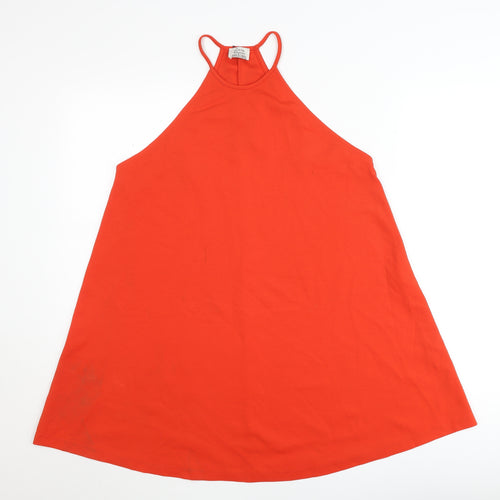 Zara Women Red Halter Camisole Tank Top S Cotton Blend Summer