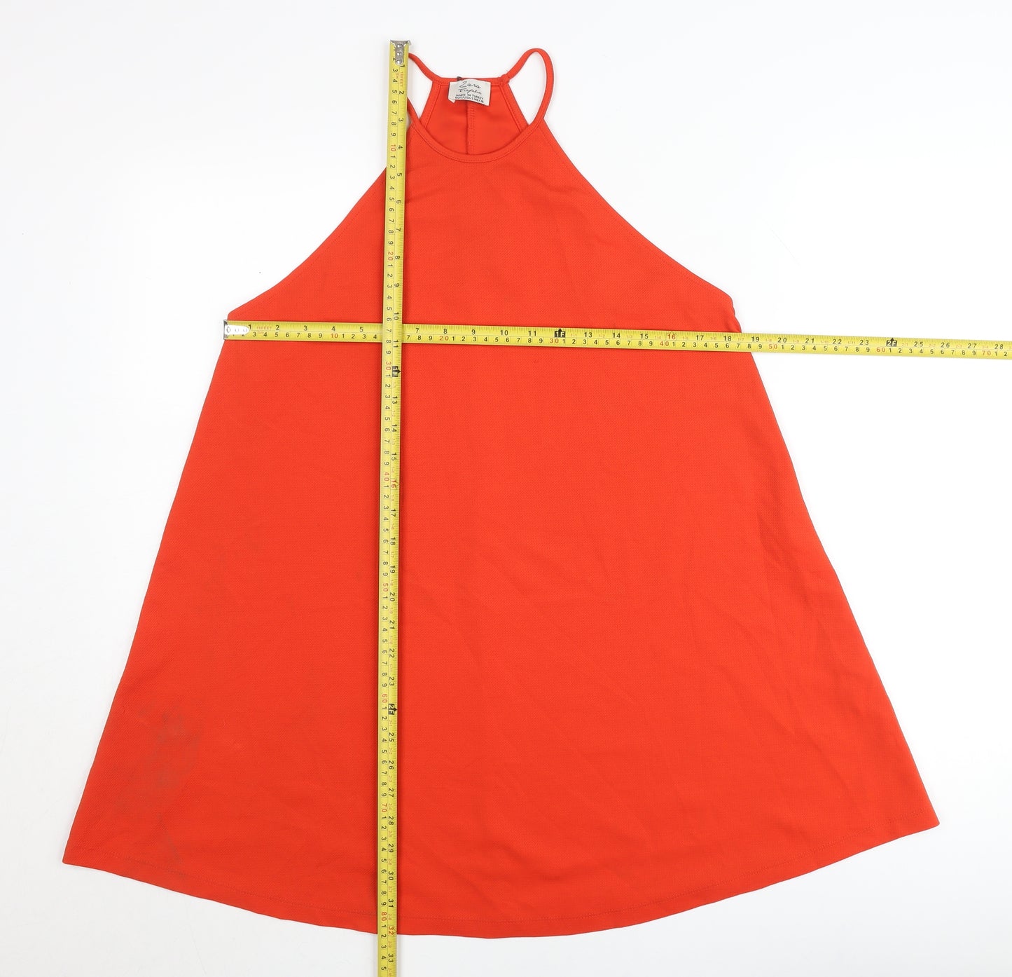 Zara Women Red Halter Camisole Tank Top S Cotton Blend Summer