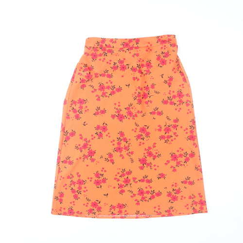 Dannii Minogue Petites Women’s Orange Floral Knee Length Pencil Skirt Size 8