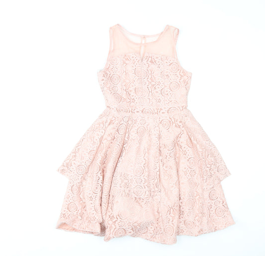 Sequin Hearts Girls Pink Lace Fit & Flare Party Dress Size 16 Years