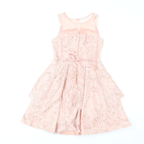 Sequin Hearts Girls Pink Lace Fit & Flare Party Dress Size 16 Years