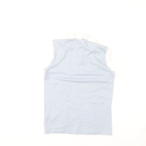 Next Boys Blue White Polo Shirt 11 Years Cotton Short Sleeve Zip Collar