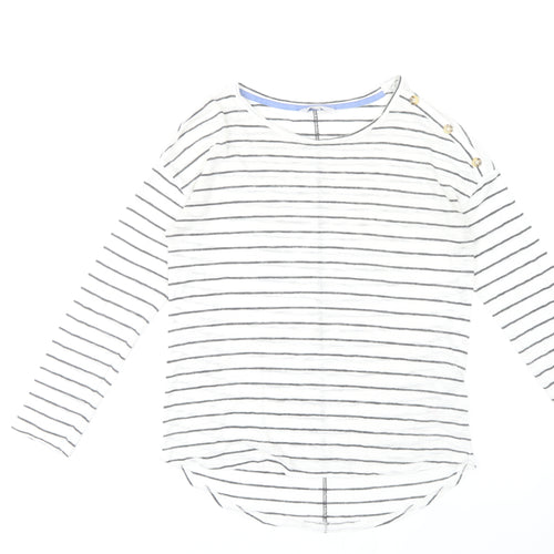 Next Women’s White Striped Boat Neck Long Sleeve T-Shirt Size 12