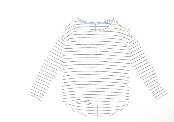 Next Women’s White Striped Boat Neck Long Sleeve T-Shirt Size 12