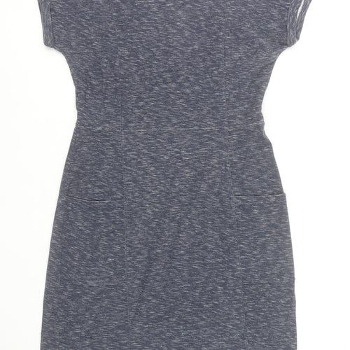 White Stuff Women’s Blue Cotton Shift Dress Size 14 Short Sleeve