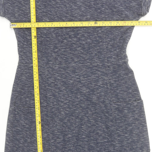 White Stuff Women’s Blue Cotton Shift Dress Size 14 Short Sleeve