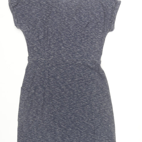 White Stuff Women’s Blue Cotton Shift Dress Size 14 Short Sleeve