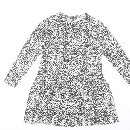 Roberto Cavalli Women’s XS Animal Print Shift Dress Long Sleeve