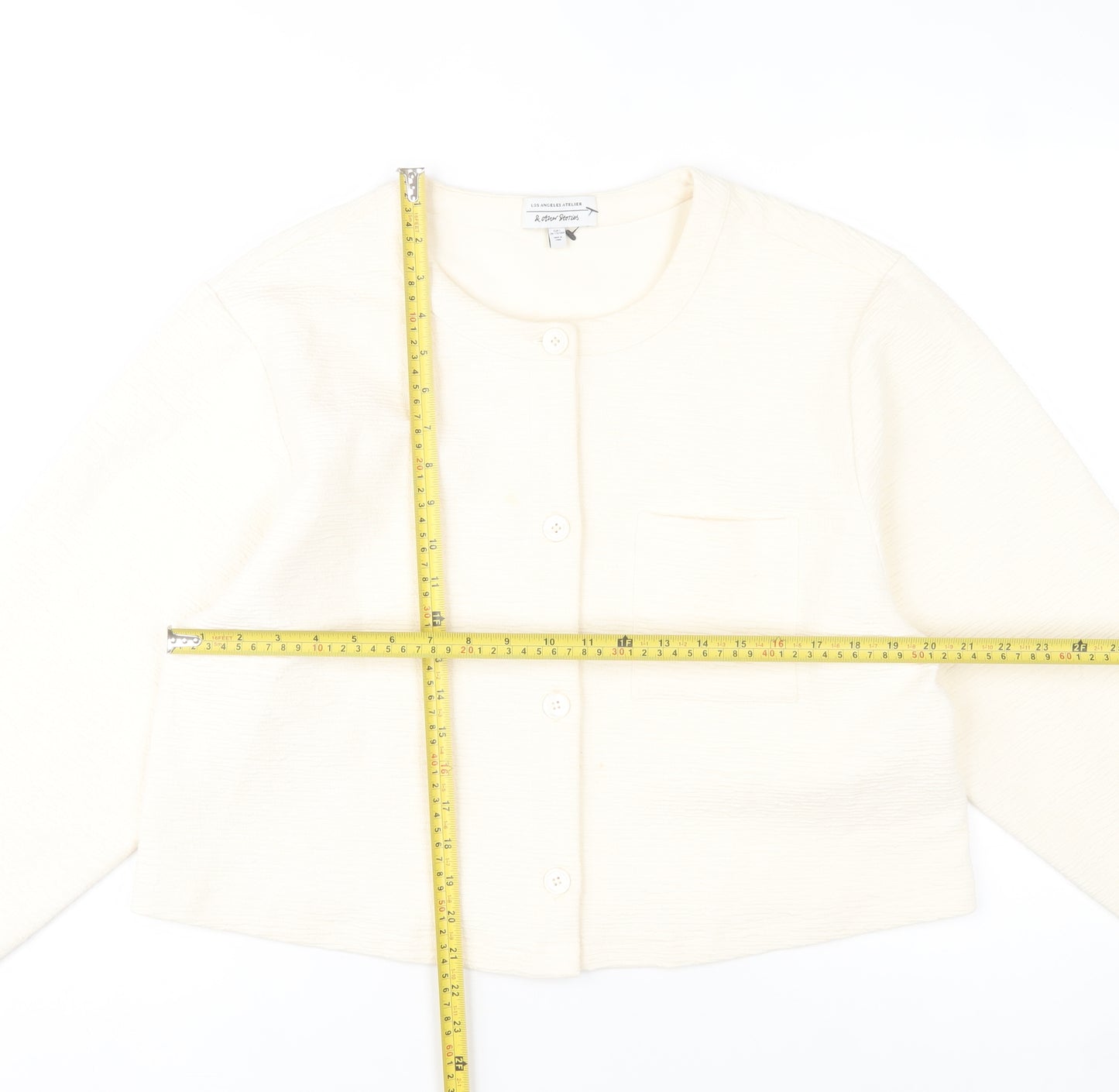 & Other Stories Women Ivory Cotton Cropped Jacket Size 14