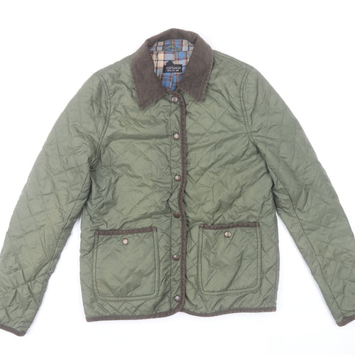 Topshop Women’s Green Quilted Jacket UK 8 Casual Outdoor