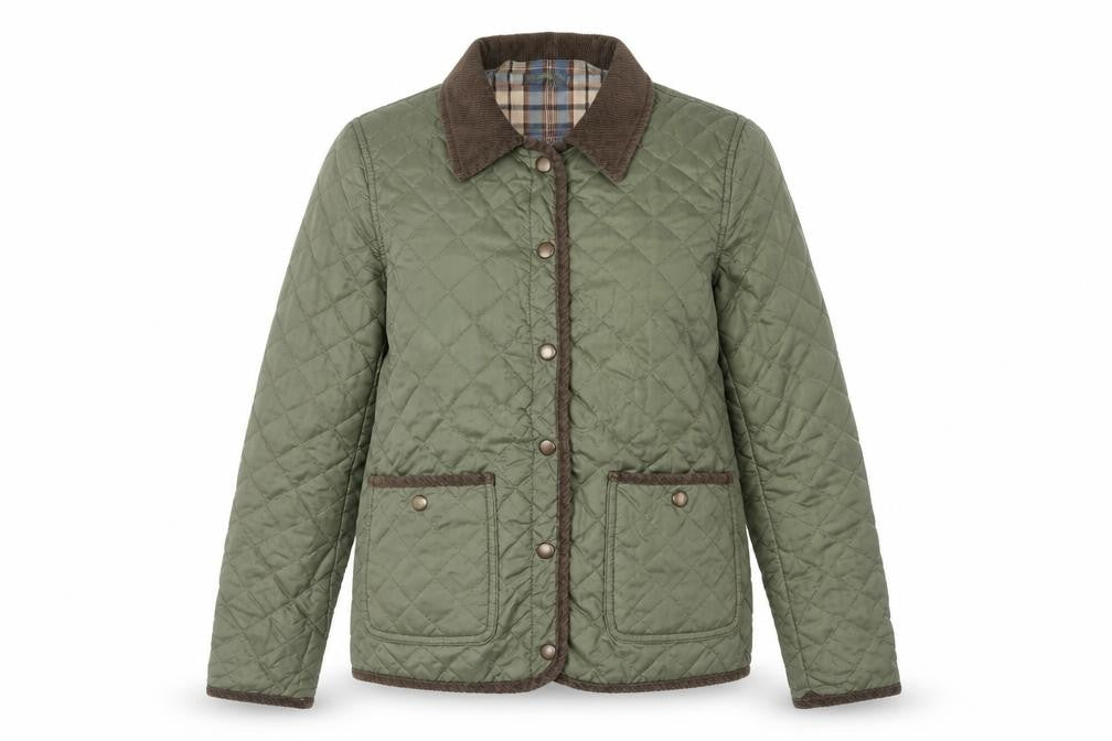 Topshop Women’s Green Quilted Jacket UK 8 Casual Outdoor
