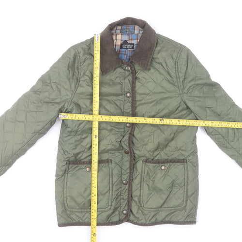 Topshop Women’s Green Quilted Jacket UK 8 Casual Outdoor