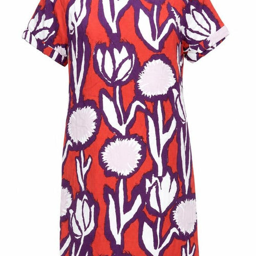 White Stuff Women’s Red Purple Floral Shift Dress Size 8