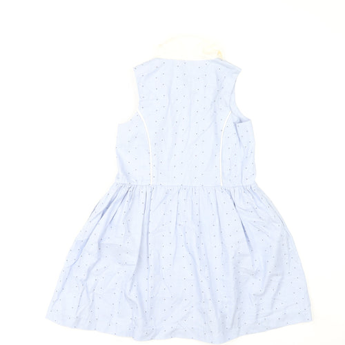 Jessie and James Girls Blue Cotton Polka Dot Shirt Dress 10 Years
